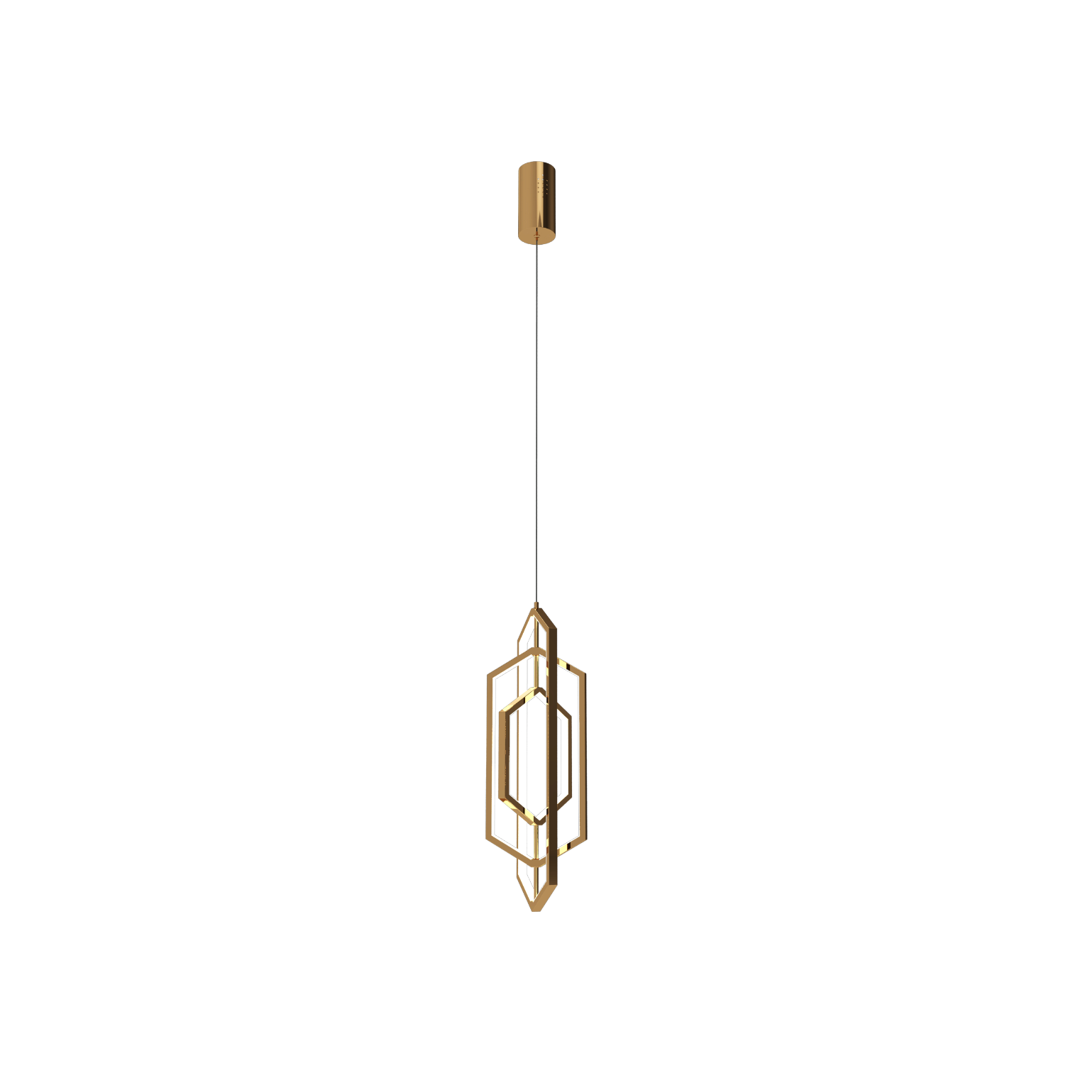 Azzaro Home Hexa Verge Hexagon LED Pendant in aged brass - D22179 1 perspective